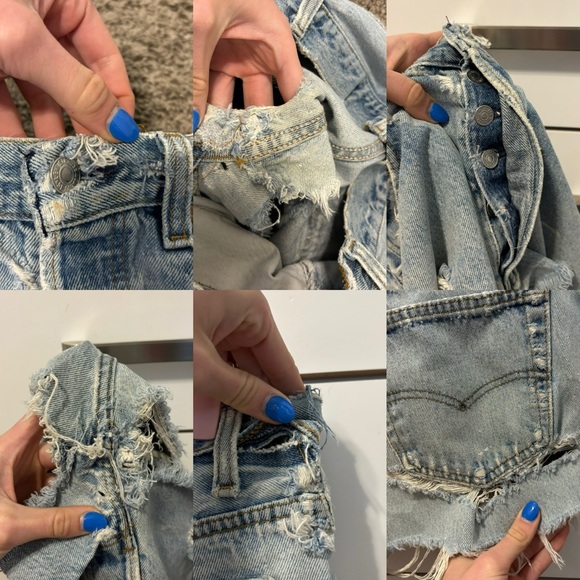VINTAGE Levi’s Distressed Shredded Denim Shorts - Picture 11 of 12